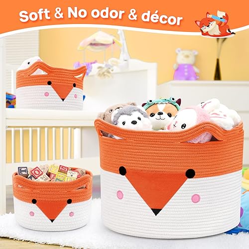 Large Baby Basket Toy Storage 3 Pack, (20'x13.8') Woven Baby Laundry Basket Blanket Basket, Stuffed Animal Storage, Baby Gift Basket Empty, Toy Basket for Kids, Cat, Dog. - Jamouz