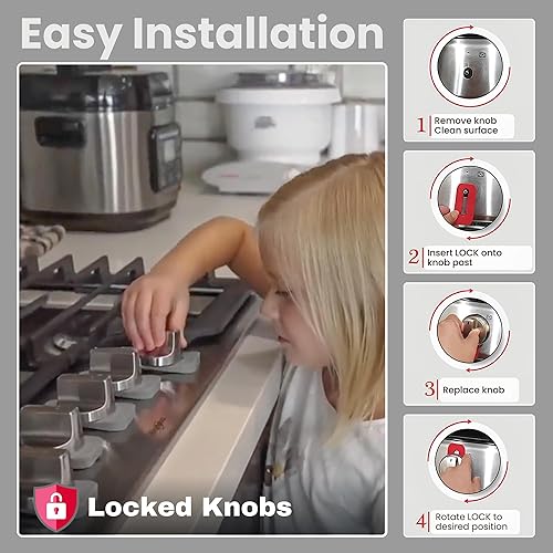 Silicone Gas Stove Child Safety Knob Locks | Stove Knob Cover (5 Pk) (Gray) - Jamouz
