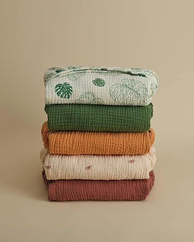 Blissful Diary Muslin Changing Pad Cover for Girls Boys, Ultra Soft Breathable Cotton, Baby Diaper Change Table Pad Covers, 2Pack (Roman Green&Leaf) - Jamouz