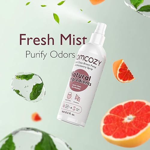 Momcozy Portable Breast Pump Cleaner Spray, Strong Milk Fat Removal & Residue-Free, Natural Grapefruit Scent, Pump Spray for Breast Pump and Other Baby Products, 8.5 Fl Oz Bottle - Jamouz