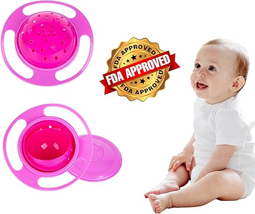 Berry President Magic Bowl 360 Degree Rotation Spill Resistant Gyro Bowl with Lid For Toddler Baby Kids Childre (Pink) - Jamouz