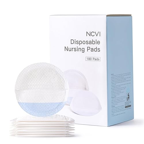 NCVI Nursing Pads Disposable Ultra-Thin, Super Absorbent Breast Pads for Leaking Milk, Soft and Stay Dry Breastfeeding Pads Portable, Breathable Nipple Pads Individually Wrapped, 180 Count - Jamouz