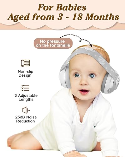 Lilian&Gema 2-in-1 Baby Ear Muffs Noise Protection, Noise Cancelling Headphones for Baby & Toddler up to 4 Years - Jamouz