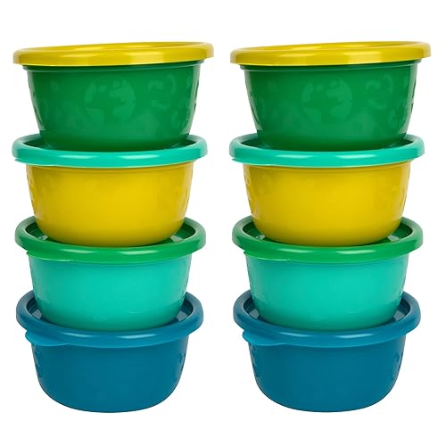 The First Years GreenGrown Reusable Bowls with Lids – Toddler Snack Bowl – 8 Pack – Pink/Purple/Teal - Jamouz