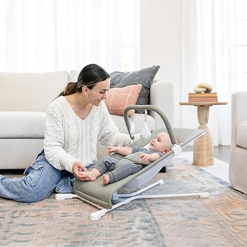 Baby Delight Highland Baby Bouncer | Infant | 0 – 6 Months | 3-Position Recline | Pebble Grey - Jamouz