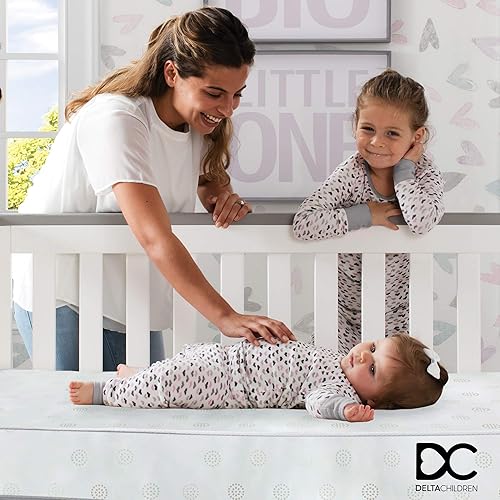 Delta Children Twinkle Galaxy Dual Sided Crib and Toddler Mattress - Premium Sustainably Sourced Fiber Core - Waterproof - GREENGUARD Gold Certified (Non-Toxic) - 7 Year Warranty - Made in USA - Jamouz
