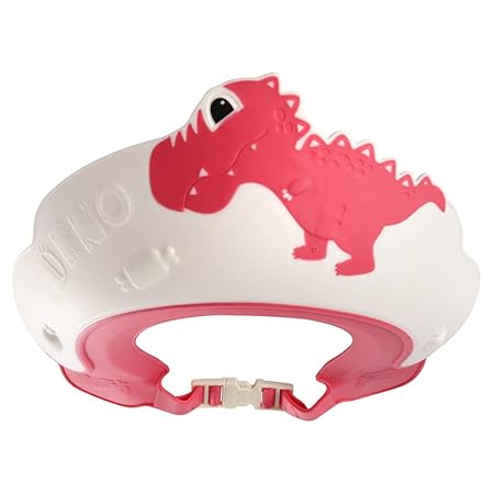 Baby Shower Cap Shield, Shower Cap for Kids, Visor Hat for Eye and Ear Protection for 0-9 Years Old Children,Cute Dinosaur/Crocodile/Hippo shape Makes the Baby Bath More Fun (Dinosaur, Blue) - Jamouz