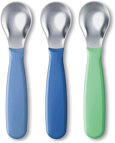 NUK Kiddy Cutlery Spoons, 3 Pack, 18+ Months Blue & Green - Jamouz