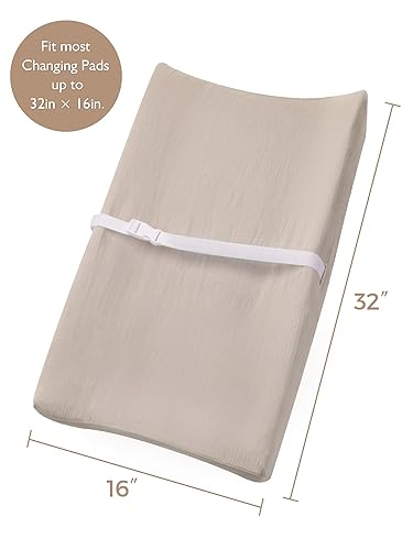 Changing Pad Cover for Baby Boy Girl 2 Pack, Muslin Changing Table Pad Covers with Boho Style, Neutral Nursery Bedding Essentials Soft and Breathable(Dusty Rose & Flower-A) - Jamouz