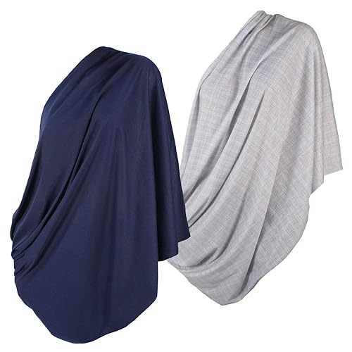 LK Baby 2pk Infinity Nursing Scarf Breastfeeding Cover Ultra Soft (Grey/Navy) - Jamouz