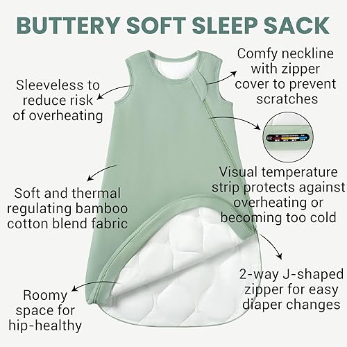 Baby Bamboo Viscose Sleep Sack, 70% Rayon Made from Bamboo 30% Cotton 1.0 TOG Months Toddler Infant - Jamouz