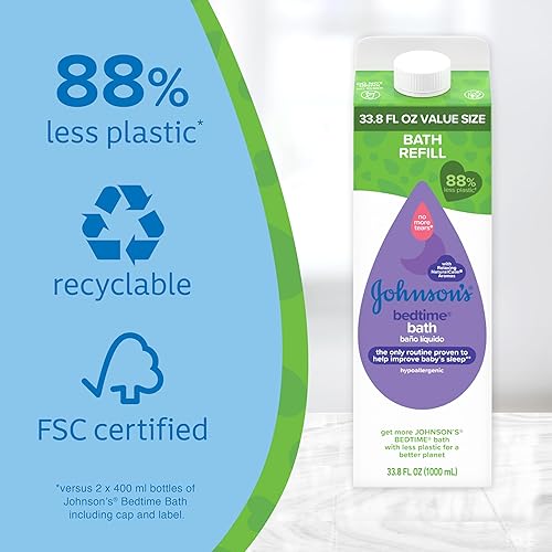 Johnson's Bedtime Bath with Relaxing & Soothing NaturalCalm Aromas, Hypoallergenic, Gentle & Tear-Free Nighttime Bubble Bath for Babies & Kids, Value Size Refill, 33.8 fl. Oz - Jamouz