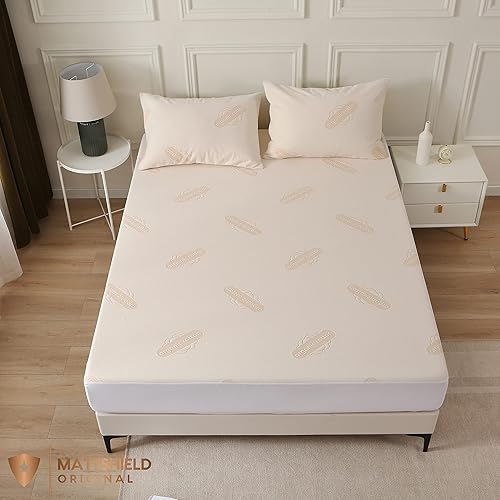 Deluxe Organic Waterproof Crib Mattress Pad - Organic Cotton Crib Mattress Protector for Baby and Toddler Beds - Breathable, Skin-Friendly, Premium 280GSM Knitted Jacquard, Jersey Cotton Skirt - Jamouz