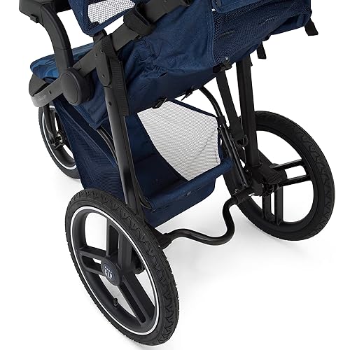 babyGap Trek Jogging Stroller - Lightweight Jogging Stoller with Extendable Canopy & Reclining Seat - Includes Car Seat Adapter - Made with Sustainable Materials, Navy Camo - Jamouz