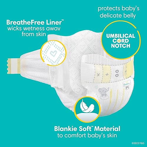 Pampers Swaddlers Diapers Preemie - Size P1, 27 Count, Ultra Soft Disposable Baby Diapers (Pack of 4) - Jamouz