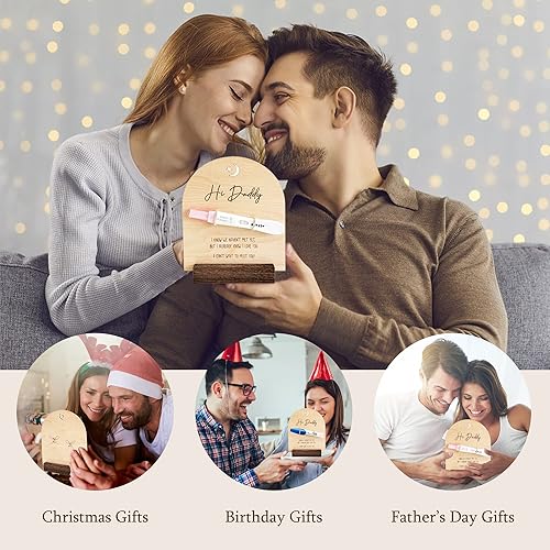Pregnancy Announcement For Dad- Hi Daddy Pregnancy Test Keepsake Wooden Sign- Baby Surprise Announcement Ideas, Pregnancy Reveal To Husband, Daddy To Be Gifts - Jamouz
