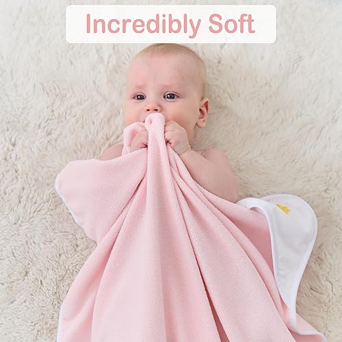 Viviland Baby Towels and Washcloths, Soft Absorbent Pink Baby Bath Towel Set, Elephant Hooded Towels with 5 Infant Face Washcloths (6 Pieces) - Jamouz