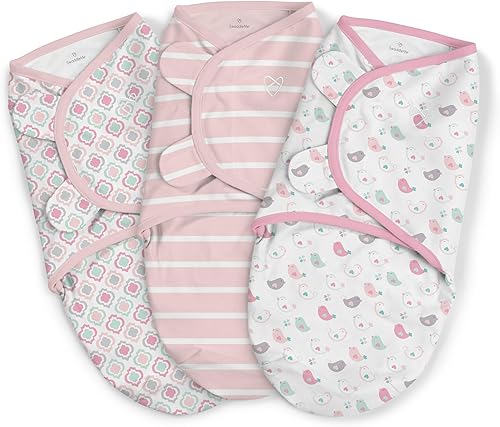 SwaddleMe by Ingenuity Original Swaddle with Easy-Change, 100% Cotton, Improves Sleep & Calms Startle Reflex, 3-6 Months, 3-Pack - Mountaineer - Jamouz