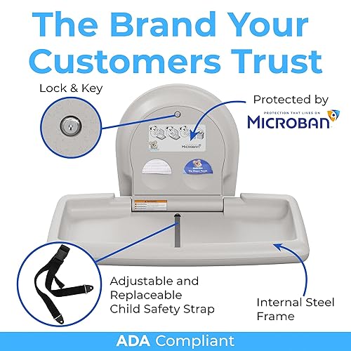 Koala Kare Surface-Mounted Horizontal Baby Changing Station with Stainless Steel Veneer, Model KB300-01SS (Grey) - Jamouz