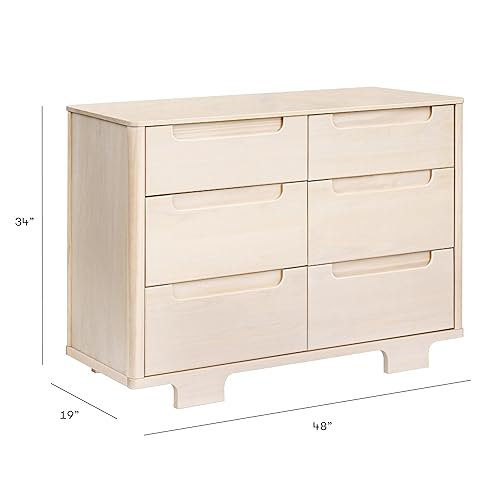 babyletto Yuzu 6-Drawer Dresser in White and Natural, Greenguard Gold Certified - Jamouz