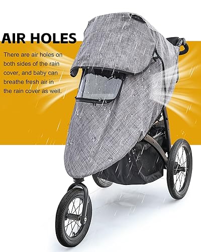 Stroller Rain Cover,Universal Stroller Accessory,Waterproof,Windproof Protection,Protect from Dust Snow,Baby Travel Weather Shield(Grey) - Jamouz
