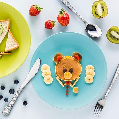 12-Piece Kids Toddler Fork Set, HaWare Stainless Steel Preschooler Utensils Mini Flatware Set, Hammered Pattern(Adult Look) Cutlery, BPA Free and Dishwasher Safe - Jamouz