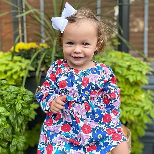 Wee Ones Girls' Classic Grosgrain Moonstitch Edge Hair Bow on a WeeStay Hair Clip, Medium, White with Light Pink - Jamouz