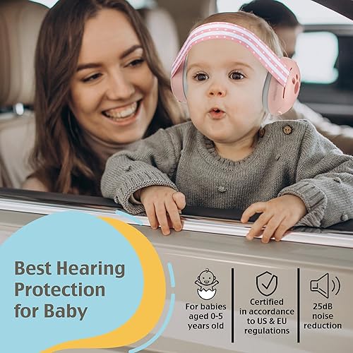 'CuddleEars' 2 in 1 Baby Ear Muff - Noise Canceling Infant Toddler Headphone Hearing Protection Earmuff for Plane - Jamouz