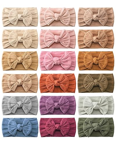 jollybows 18pcs Baby Nylon Headbands Hair Bow Elastics Hairbands Hair Accessories for Baby Girls Newborn Infant Toddlers Kid - Jamouz