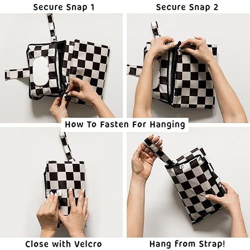 Tiny Twinkle Portable Diaper Changing Pad, Foldable Waterproof Baby Change Pad for Newborn Girl & Boy with Smart Wipes Pocket (Beige Checkers) - Jamouz