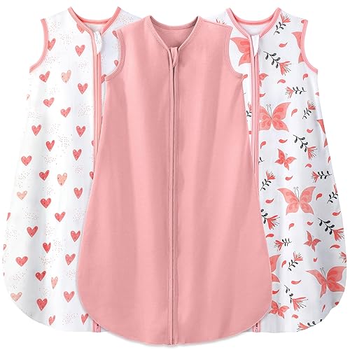 Yoofoss Baby Sleep Sack 6-12 Months Wearable Blanket for Babies 100% Cotton 2-Way Zipper TOG 0.5 Toddler Sleeping Sack 3 Pack, Soft Lightweight Sleep Sacks - Jamouz