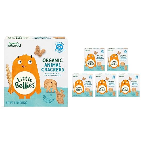 Little Bellies Organic Animal Crackers Toddler Snack (Pack of 5 x 4.58 oz Individual Packs) - Jamouz