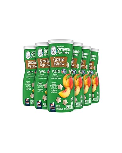 Gerber Baby Snacks, Organic Puffs, Peach, Baby Food, 1.48 Ounce (Pack of 6) - Jamouz
