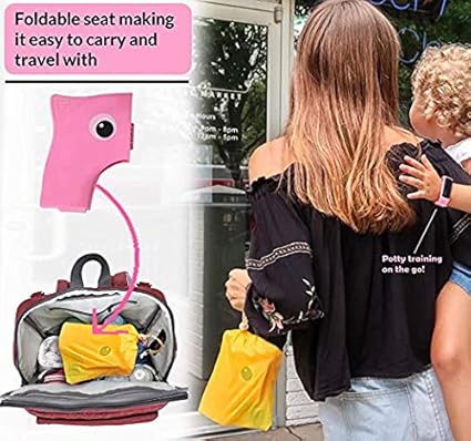 Toilet Potty Training Seat Cover, Travel Toilet Seat, Folding Non Slip Silicone Pads, Travel Portable Reusable Kids Toddlers Boys Girls, Carry Bag (Green - Frog) - Jamouz