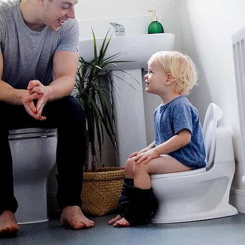 Nuby My Real Potty Training Toilet with Life-Like Flush Button and Sound - 18+ Months - White - Jamouz