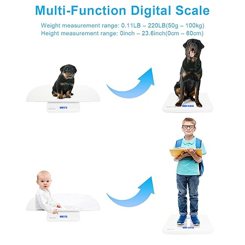 Baby Scale,pet Scale, Multi-Function Toddler Scale, Infant Scales for Weighing, Blue Backlight, Weight and Height Track,pet Scales for Cats - Jamouz