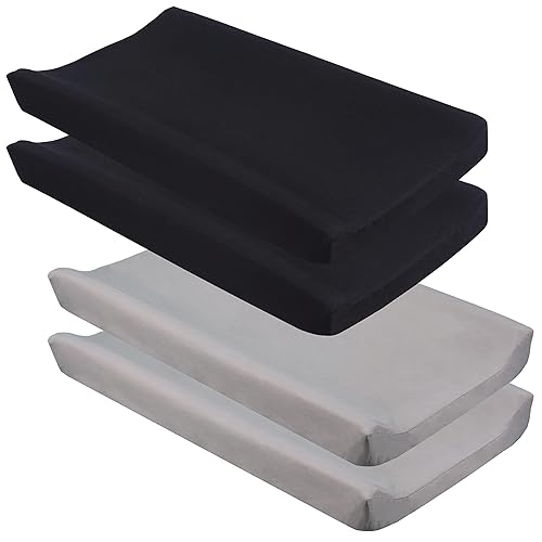 CaSaJa Navy Diaper Changing Pad Cover with Strap Holes Set of 3, Snug Fit 4-Sided Contoured Changing Table Pad 16x31 16x32, Fitted Change Pad Sheet for Baby Boy, 100% Silky Soft Microfiber - Jamouz