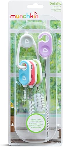 Munchkin® Details™ Bottle and Cup Cleaning Brush 4 Piece Set with Key Ring - Jamouz