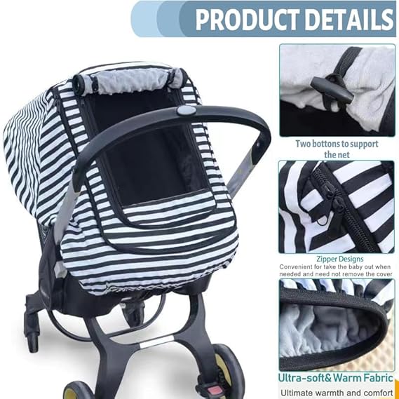 Winter Baby Stroller Bunting Bags and Carseat Canopies Cover to Protect Baby from Cold Wind, Super Warm Plush Fleece Baby Carrier Cover for Infant Boys Girls, Keeps Babies Warm and Cozy.Black - Jamouz