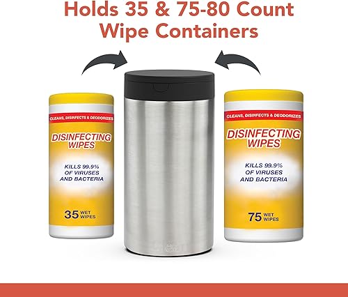 Spectrum Disinfecting Wipes Container with Push Button Lid - Refillable Dispenser for Bathroom, Kitchen, Classroom, Countertop, & Home - Stainless Steel & Rust-Resistant Disinfectant Wipes Holder - Jamouz