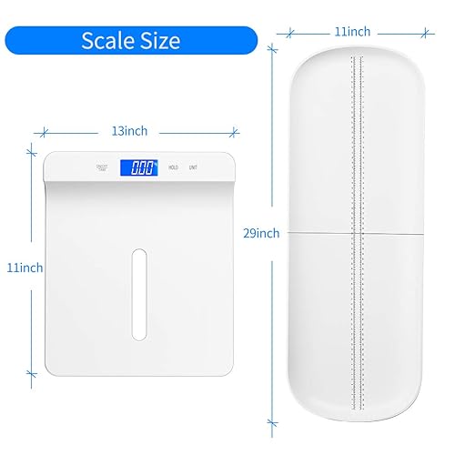 Baby Scale, Digital Infant Scale, Multi-Function Digital Scale for Pets, Toddler Scale with Measure Babies Weight and Height Tray, Precision Digital Puppy Scale with kg/lb/oz, Holding Function - Jamouz