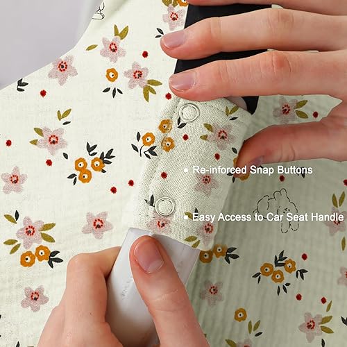 100% Muslin Cotton Car Seat Cover Baby, Carseat Canopy Cover, Universal Fit Stroller Covers for Boys and Girls (Roman Green) - Jamouz