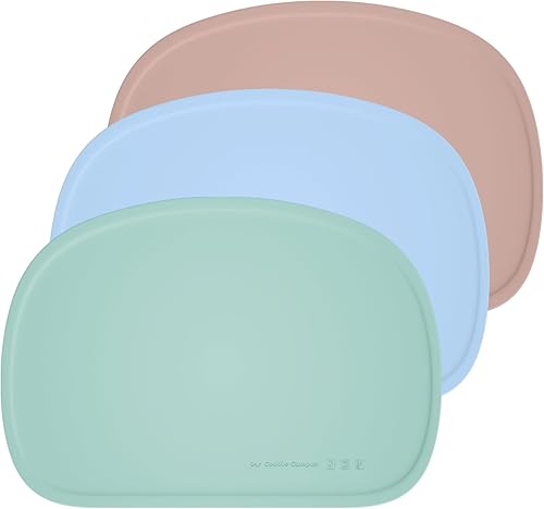 Cuddle Campus Set of 3 Silicone Placemats with Raised Edges for Kids,Toddlers,Babies, Non-Slip Dinning Table Mat, Baby Eating Mat, Food Mat - Jamouz