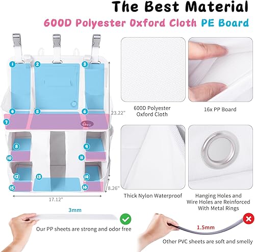 HHZ XL Hanging Diaper Caddy Organizer –Sturdy and Durable Baby Organizer – Diaper Stacker for Changing Table, Crib, Playard or Wall & Nursery Organization – Newborn Baby Essentials - Jamouz