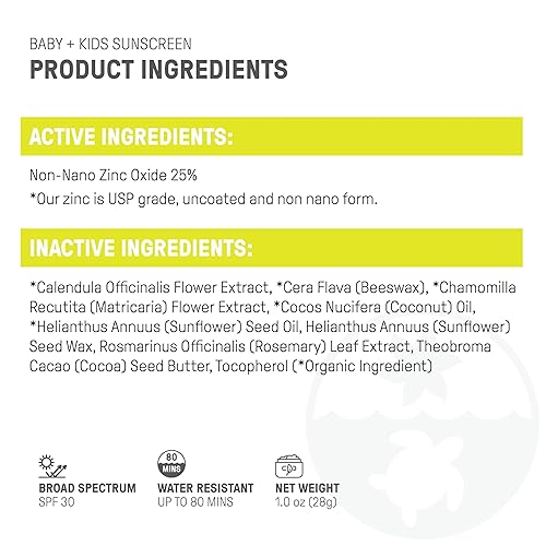 Raw Elements Baby & Kids SPF 30 Organic Sunscreen Tin, Non-Nano Zinc Oxide, Reef-Safe, Cruelty-Free, Gluten & Nut Free, Travel Sunblock 3.0 oz - Jamouz
