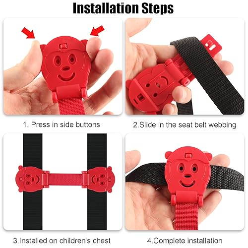 Anti Escape Baby Harness Chest Clip, Prevent Children/Kids Taking Their Arms Out of Child High Chairs/Strollers/Baby Reins, Red(2 Pack) - Jamouz