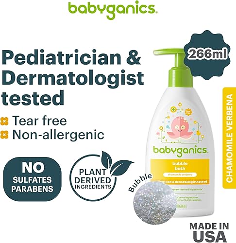 BabyGanics, Bubble Bath, Chamomile Verbena, 9 fl oz (266 ml) - Jamouz