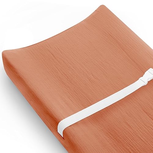 Changing Pad Cover for Baby Boy Girl 2 Pack, Muslin Changing Table Pad Covers with Boho Style, Neutral Nursery Bedding Essentials Soft and Breathable(Dusty Rose & Flower-A) - Jamouz