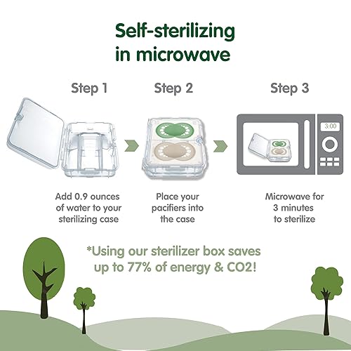 MAM Original Pure Pacifier, Climate Neutral MAM Natural Rubber Pacifier, Sustainable & Bio-Renewable Raw Materials, Sterilizer Case, Unisex, 0-6 Months, 2-Pack - Jamouz