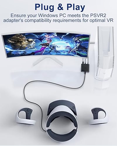 PSVR2 PC Adapter& Accessories Kit PSVR2 PC Adapter,Power Adapter&DP Cable - Expand Your PS VR2 Game Library with Enhanced Compatibility - Jamouz